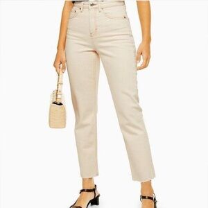 Topshop white/ecru cropped straight jeans